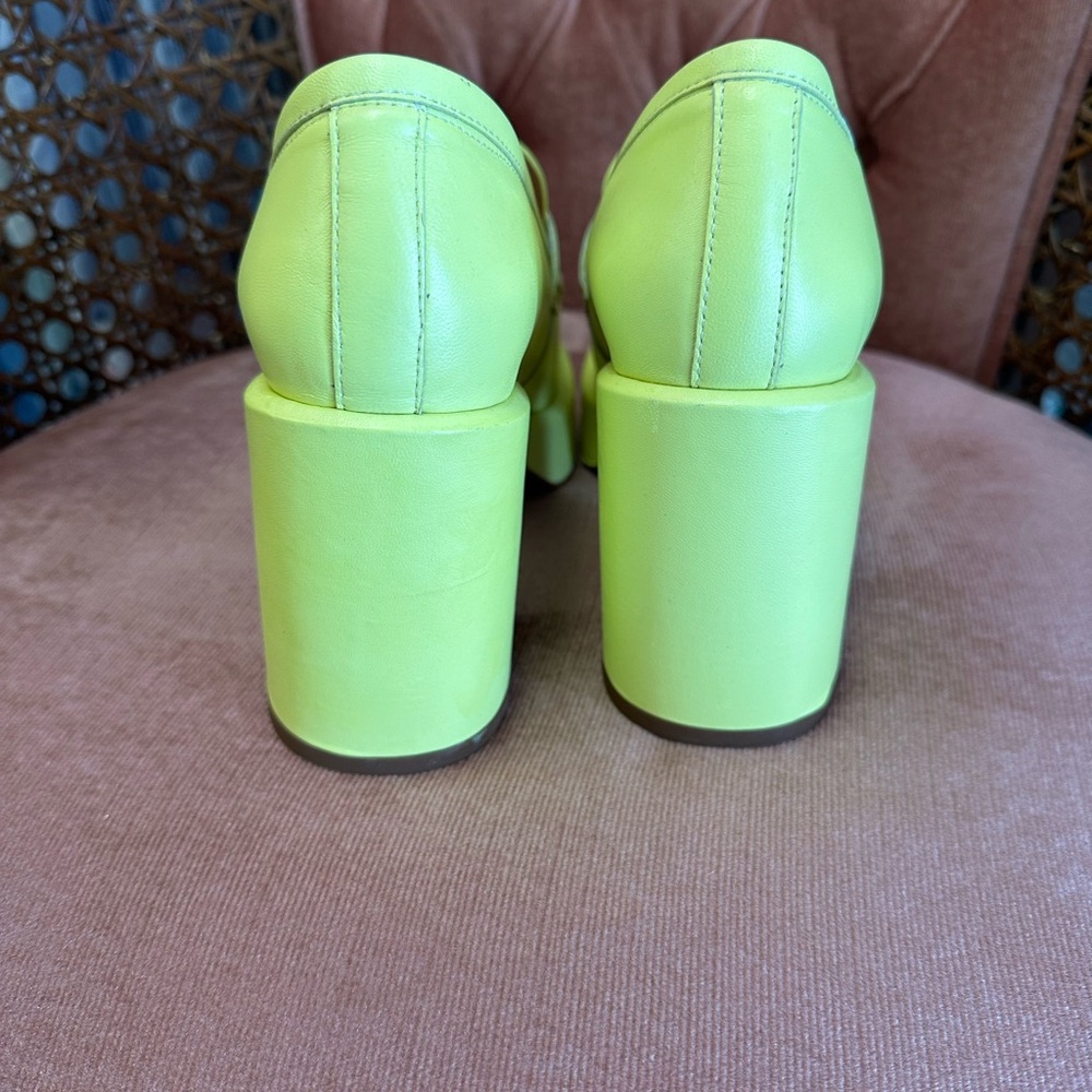 L'intervalle Lemon Yellow Leather Chunky Platform Loafers Womens Size 9.5/40 - Picture 3 of 3